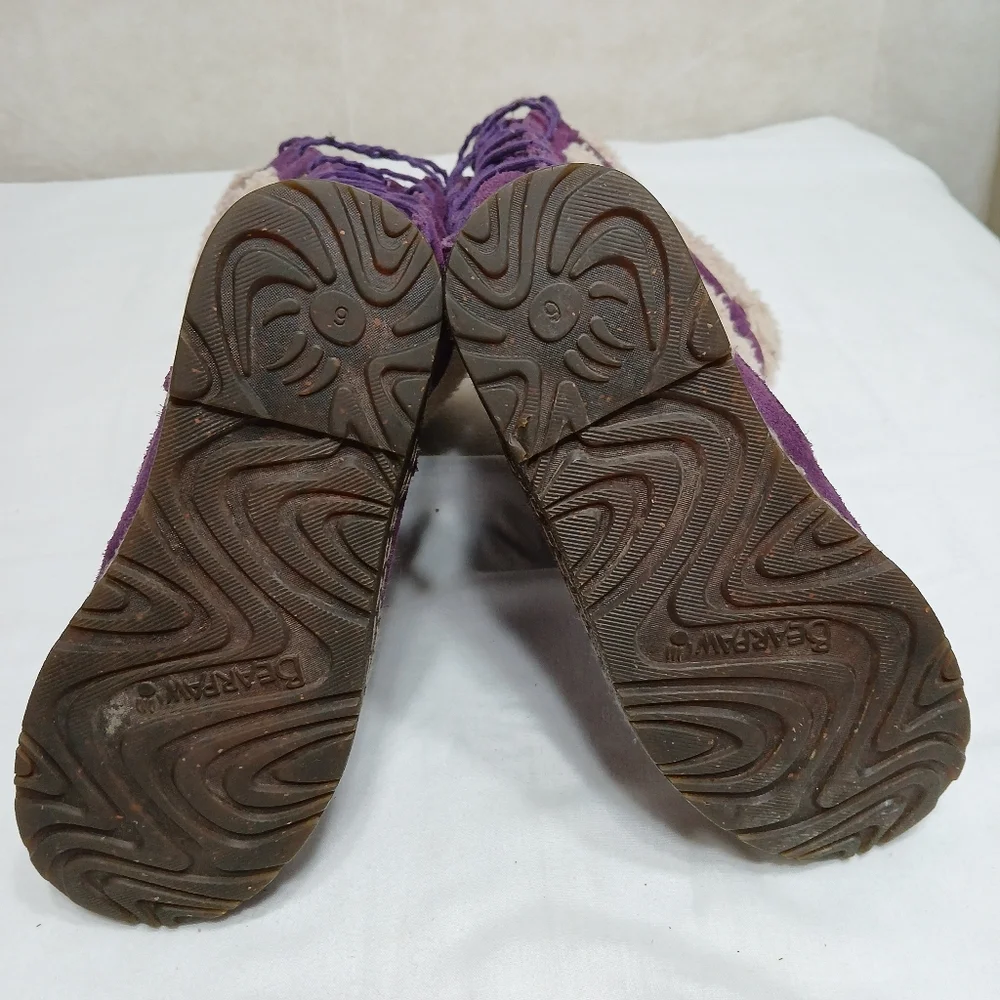 Bearpaw Purple Suede Wool Lined Cold Weather Boots Women's Size 6